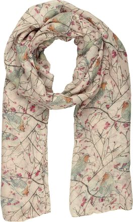 World of Shawls Girls Lady Women Colorful Long Cute Robin Bird Print Scarf Wraps Shawl Soft Scarves Maxi (Cream)