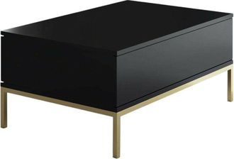 Dmora Mesa De Caf&eacute; Dfiamozz, Mesa De Centro Baja, Revistero Para Sof&aacute;, Estante De La Sala De Estar, 90x60h40 Cm, Antracita Y Negro - Dmora