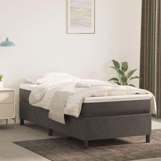 vidaXL Cama Box Spring Con Colch&oacute;n Terciopelo Gris Oscuro 100x200 Cm Vidaxl