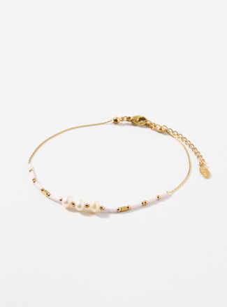 Simons Womens Bead and pearl ankle chain