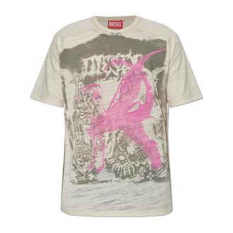 Diesel T-Shirts, male, Beige, Size: 2XL T-Jalo-A T-shirt