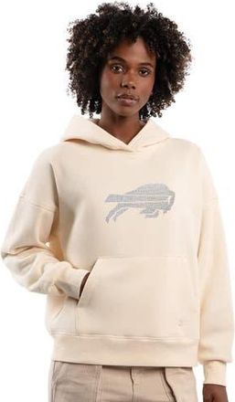 Starter Womens Starter Cream Buffalo Bills Rhinestone Relaxed Hoodie at Nordstrom, Size Xx-Large