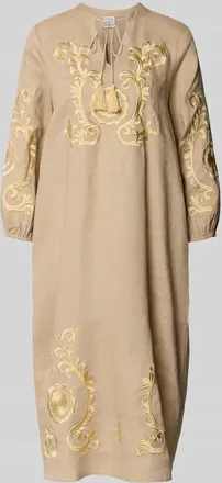 Emily van den Bergh Tunikakleid aus Leinen mit Stitchings in Sand, Gr&ouml;&szlig;e 36