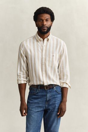 GANT Men Striped Linen Blend Shirt (XXXL) OAT BEIGE