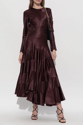 Tory Burch Dress With An Asymmetrical Hem, Womens, Burgundy