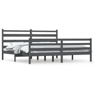 Berkfield Home Bed Frame Solid Wood Pine 200x200 cm Grey