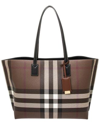 Burberry Check E-Canvas & Leather Tote
