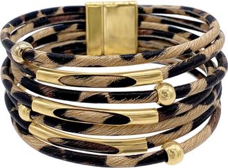 Adornia 14K Gold Plate Leopard Print Cuff Bracelet in Brown at Nordstrom Rack