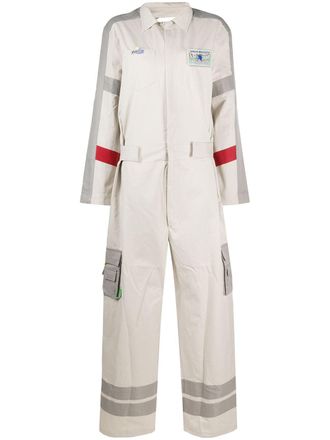 Ader Error oversized colour block jumpsuit - women - Cotton/Nylon/Polyamide - 1 - Neutrals