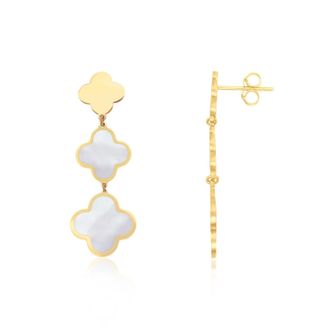 The Lovery Mother of Pearl Graduating Clover Dangle Earrings