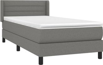 vidaXL Cama Box Spring Con Colch&oacute;n Tela Gris Oscuro 90x190 Cm Vidaxl