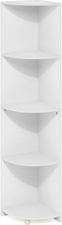 Furinno Econ 4-Tier Corner Shelf Bookcase, Bookshelf, White