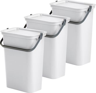Tontarelli Set De 3 Papeleras moda 10l Blanco Con Asa - Blanco