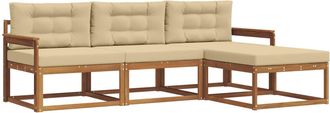 vidaXL Conjunto De Sof&aacute;s De Exterior 4 Uds. Natural Y Beige Vidaxl