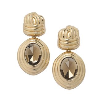 Self Portrait Earrings, female, Yellow, ONE SIZE, Gold Jewelry with Amber Crystal Pendant