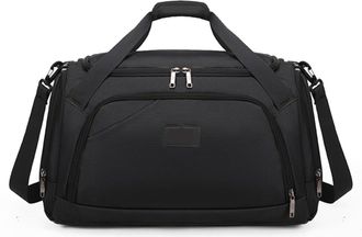 Generic Compatible For Travel Bag Spinning Zipper Large Capacity Casual Soft Solid Color Popular Duffels(Black)
