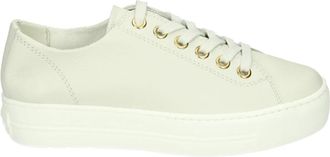 Paul Green Sportieve Lage Beige Leren Schoenen - Dames - Sneakers - Wit - 41 EU - Leer - Schoenen