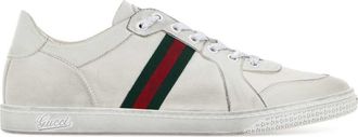 Gucci White Leather Stretch Sneakers