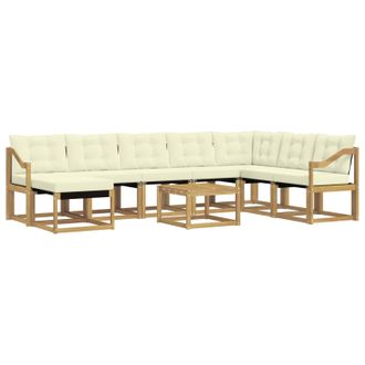 vidaXL Conjunto De Sof&aacute;s De Exterior Con Coj&iacute;n 9 Pcs Blanco Y Crema Vidaxl
