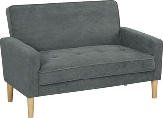 HOMCOM Homcom - 2 Seater Sofa, Velvet-Feel Upholstered Loveseat for Small Space, Grey