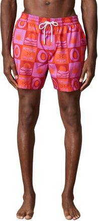 Reiss x Ché Trinity Swim Trunks in Orange/Pink at Nordstrom, Size X-Large