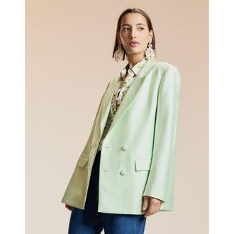 Cynthia Rowley Silk Wool Double Breasted Blazer