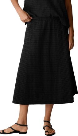 Eileen Fisher Box Weave Stretch Organic Cotton Midi Skirt in Black at Nordstrom, Size Medium