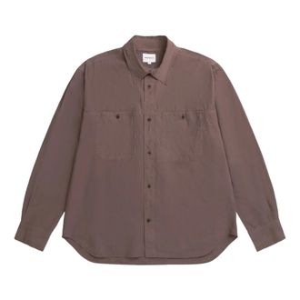 Norse Projects Casual Shirts, male, Brown, Size: S Falster Tencel Oversize Shirt