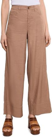 NYDJ Petite Five-Pocket Wide Leg Trouser Pants Womens Clothing Toasted Coconut : 14P 30, Elastane/Linen/Viscose
