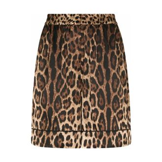 Dolce & Gabbana Short Skirts, female, Multicolor, Size: L Leopard-print satin pajama pants
