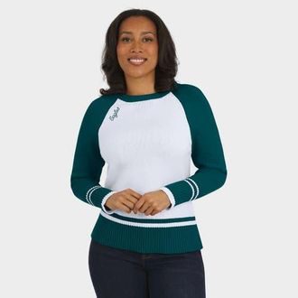 WEAR by Erin Andrews Womens WEAR by Erin Andrews White/Midnight Green Philadelphia Eagles Colorblock Raglan Sweater at Nordstrom, Size Xx-Large