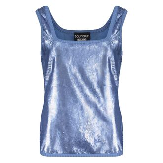 Moschino Sequined Top - female - Boutique Moschino - Sleeveless Tops - Blue - XS - Tops