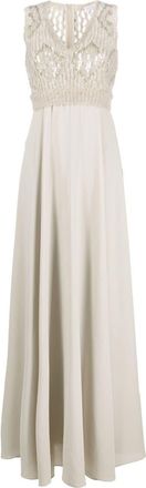 Brunello Cucinelli sequin-embellished knit-bodice maxi dress - women - Polyamide/Wool/Mohair/Polyester/Silk - S - Neutrals