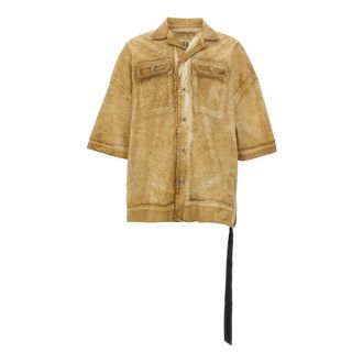 Rick Owens Short Sleeve Shirts, male, Beige, Size: S Magnum Tommy Shirt