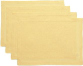 Solino Home Linen Placemats Set of 4, 14 x 19 Inch for Dining Table, Holiday and Everyday Table Decor - Fete in Yellow at Nordstrom, Size Medium