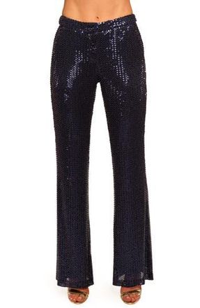 Ramy Brook Olivian Sequin Wide Leg Pants in Navy Beaded Mesh at Nordstrom Rack, Size 14