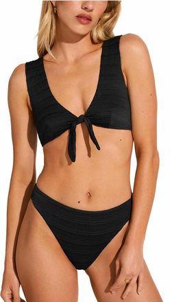 Vitamin A Cassia Top In Black Seersucker Stripe