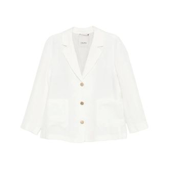 Max Mara Blazers, female, White, Size: L Button Closure Linen Jacket