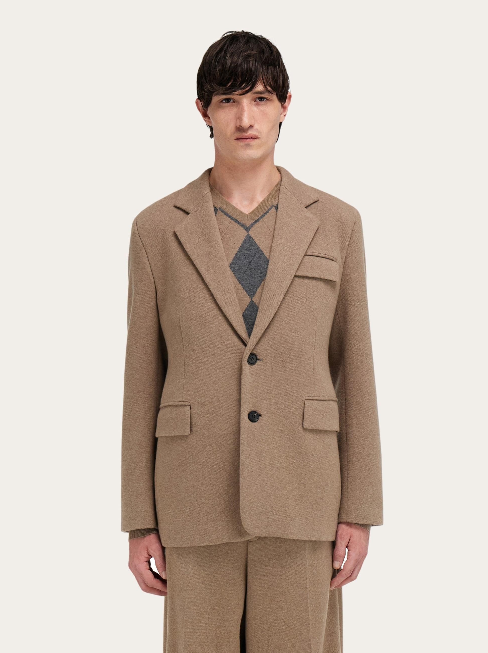 Ferragamo Wool Blazer With Satin Profiles-Uomo da € su