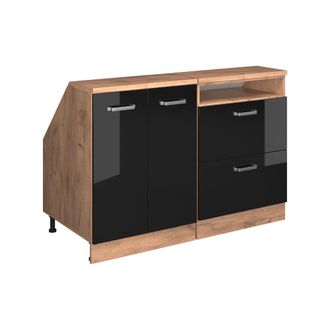 Vicco Conjunto De Armarios Para Techo Inclinado Rion, Negro Brillo Intenso, 120 Cm Lote De 2 Carcasas De Armario 60 Cm De Profundidad, Vicco