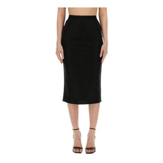 Versace Jeans Couture Midi Skirts, female, Black, Size: 2XS Tape Crystal Skirt