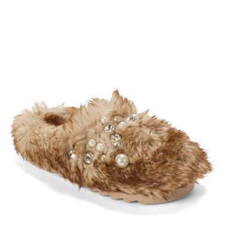 Dearfoams Annabelle Pile Clog with Embellishment in Natural at Nordstrom, Size X-Large M