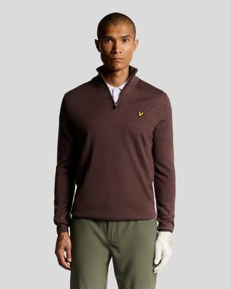 Lyle & Scott Golf 1/4 Zip Wolmengsel Trui - Paars