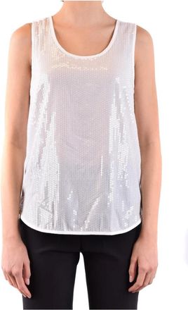 P.A.R.O.S.H. Witte Mouwloze Tanktop met Pailletten - Dames - Tops zonder mouwen - Wit - XS - Pailletten - Tops