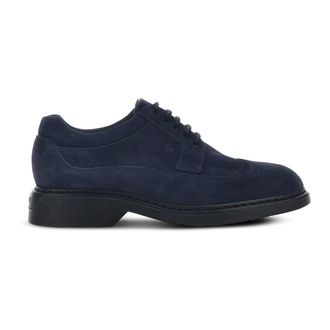 Hogan Sneakers, male, Blue, Size: 8 1/2 US Blue Suede Sneakers Swallowtail Style