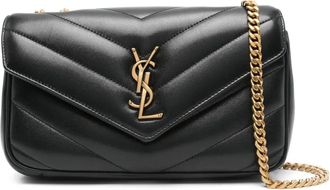 Saint Laurent Loulou kleine schoudertas met logo - Zwart