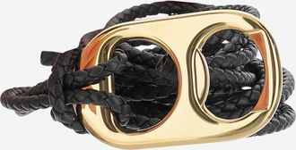 Bottega Veneta Womens Intrecciato Nappa Leather Belt Black Lamb
