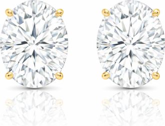 MAX + STONE 14K Gold Oval Earrings embellished with Swarovski Zirconia Various Stone Sizes