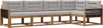 vidaXL Conjunto De Sof&aacute;s De Exterior 5 Uds. Natural Y Gris Claro Vidaxl