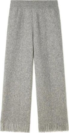 Alanui Cashmere Blend Fringed Hems Trousers - female - Alanui - Straight Trousers - Gray - M - Trousers